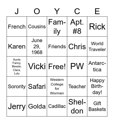 Happy Birthday! Bingo Card