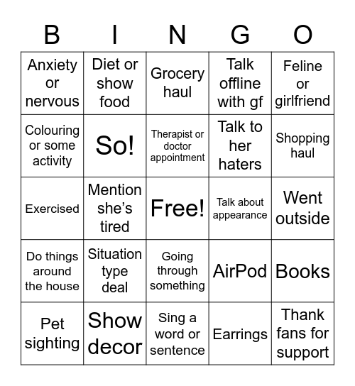 AL Bingo Card