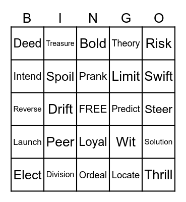 Vocabulary Bingo Card