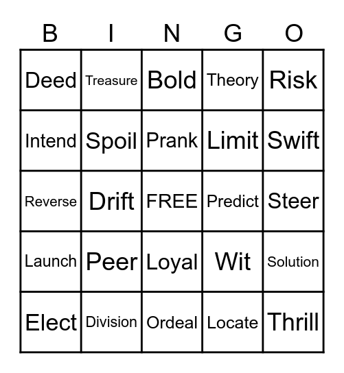 Vocabulary Bingo Card