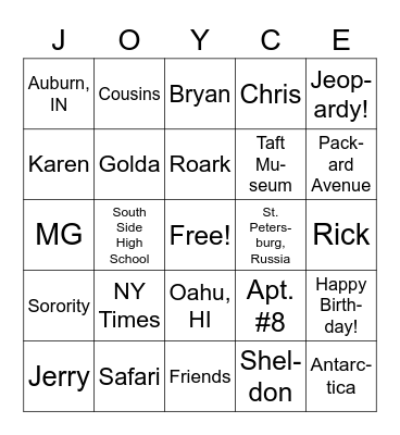 Happy Birthday! Bingo Card