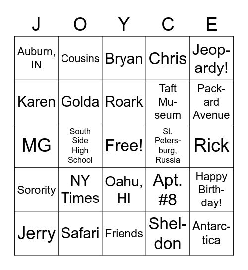 Happy Birthday! Bingo Card