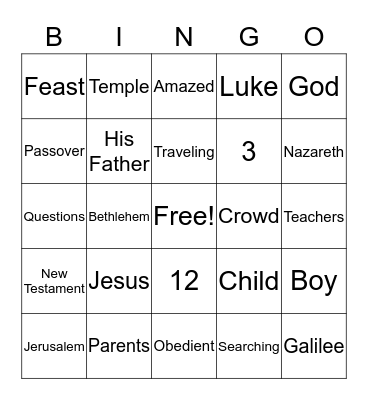 JESUS AT 12 Bingo Card