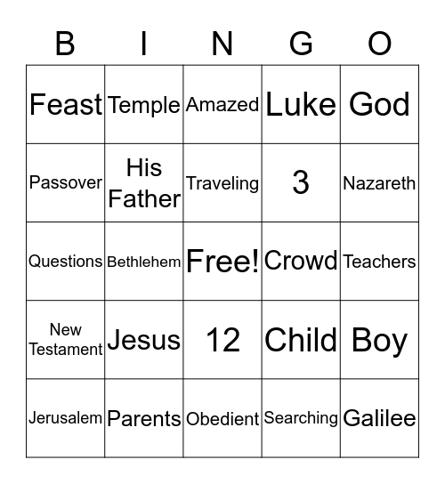 JESUS AT 12 Bingo Card