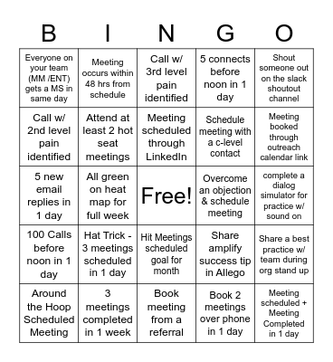 Allego SDR Bingo Card