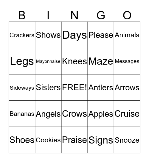 FINAL Z BINGO! Bingo Card