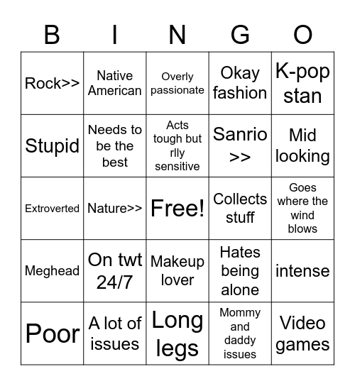 Odeimin bingo Card