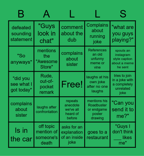 Meep199 EPic Bingo Card