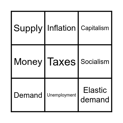 Economics Bingo Card