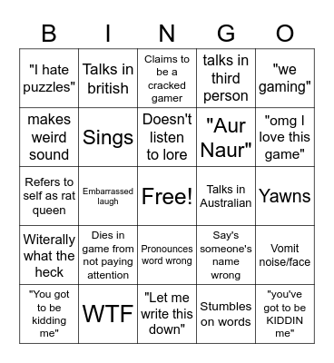Week 1 Bingo Card