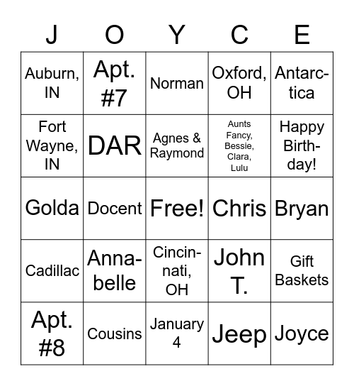 Happy Birthday! Bingo Card