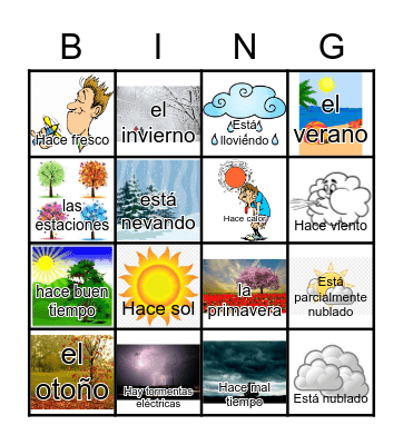 EL CLIMA Bingo Card