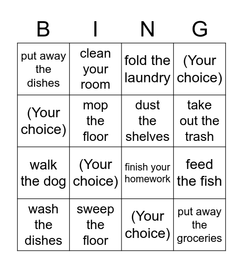 Past Perfect BINGO: Have you cleaned your room yet? Bingo Card