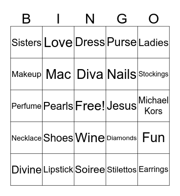 Sisterhood Soiree' Bingo Card