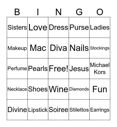 Sisterhood Soiree' Bingo Card