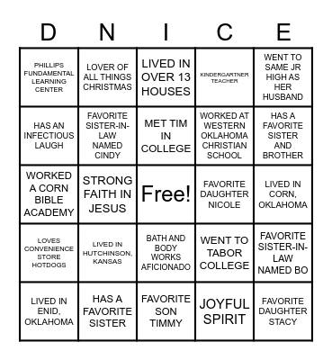 FAVORITES/FACTS ABOUT THE BIRTHDAY GIRL Bingo Card