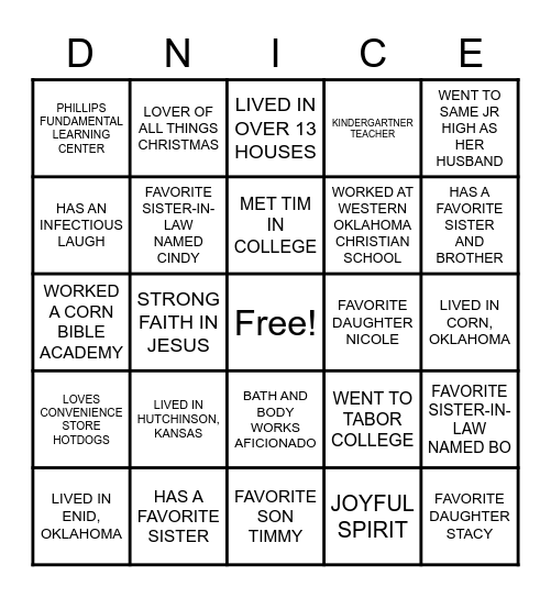 FAVORITES/FACTS ABOUT THE BIRTHDAY GIRL Bingo Card