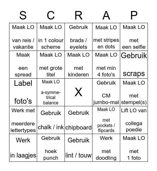 Scrap - Retreat 2016 Bingo Card