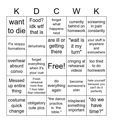 Time for Tech Week Tears Bingo Card