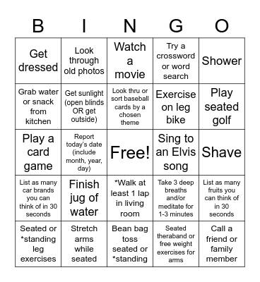 Monte Bingo 1 Bingo Card