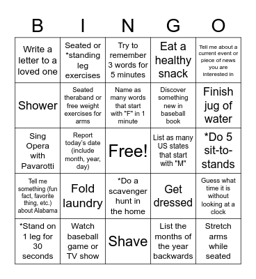Monte Bingo 2 Bingo Card