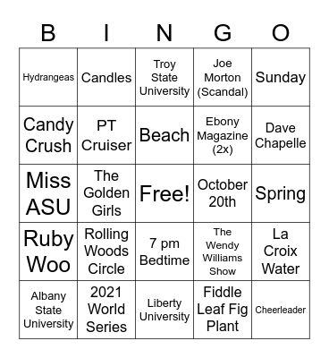 Charmaine's Fun Facts Bingo Card