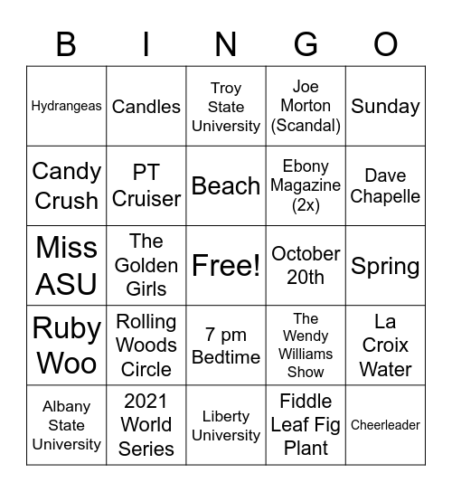 Charmaine's Fun Facts Bingo Card