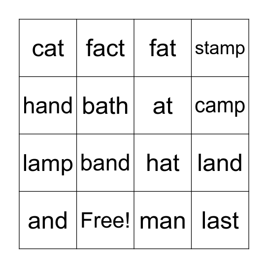 Sight Words Bingo Card