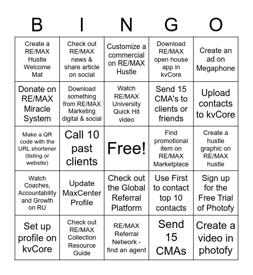 RE/MAX TOOLS Bingo Card