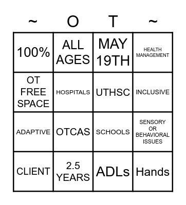 OCCUPATIONAL THERAPY Bingo Card