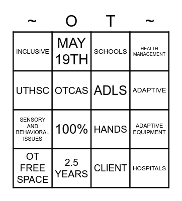 OCCUPATIONAL THERAPY Bingo Card