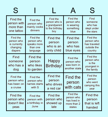 Find the person... (not Silas) Bingo Card