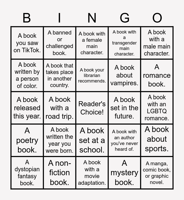 Book Bingo! Bingo Card