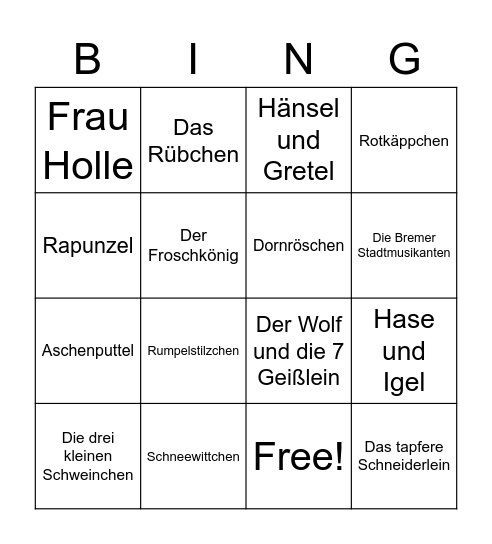 Es war einmal... Bingo Card