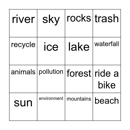 Earth Day Bingo Card