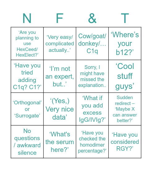 NF&T Bingo Card
