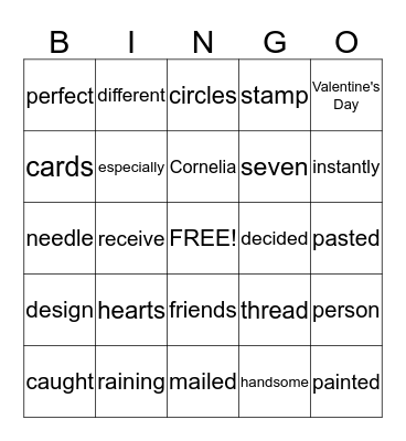 The Day It Rained Hearts by Felicia Bond Bingo Card