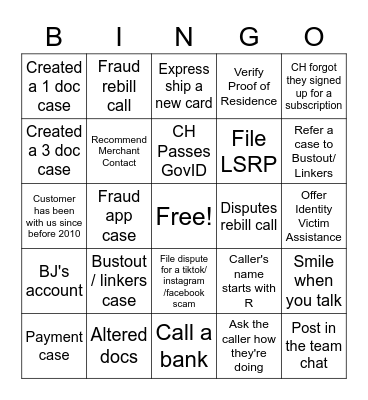Nesting Bingo Card