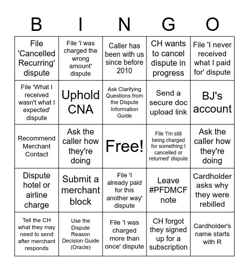 Disputes Nesting Bingo Card