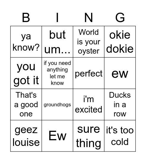 Corinne Bingo Card