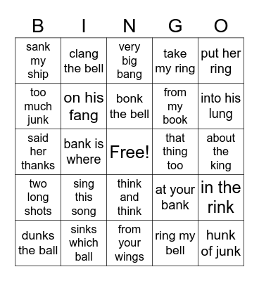 Welded Sounds Unit 7 Bingo Card