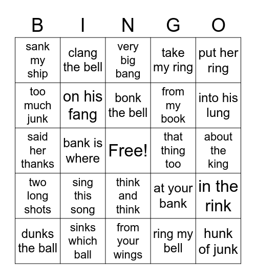 Welded Sounds Unit 7 Bingo Card