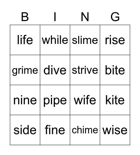 i_e Bingo Card