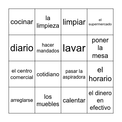 La vida diaria Bingo Card