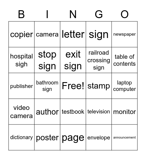 Inside the USA - Unit 6 Bingo Card