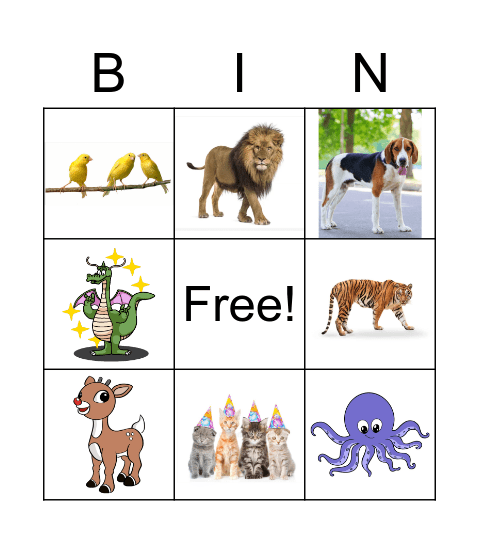 Animal Bingo Card