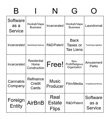 Loan Sourcing BINGO Card