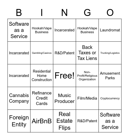 Loan Sourcing BINGO Card