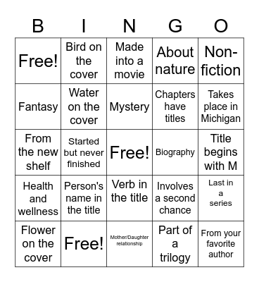 Spring Bingo Challenge Bingo Card