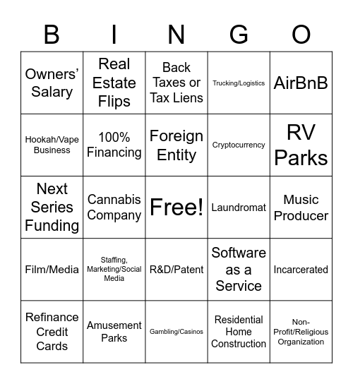 Loan Sourcing BINGO Card